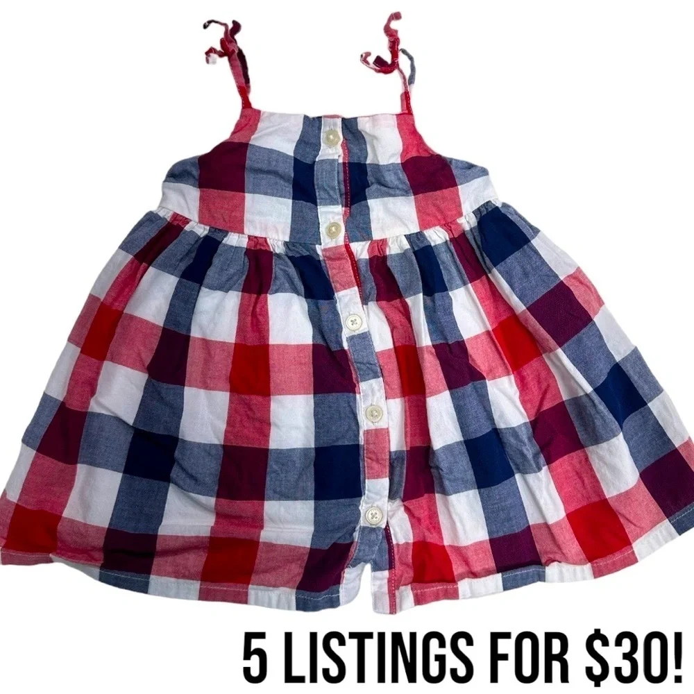 Baby B Gosh Baby Girl Red White Blue plaid dress​